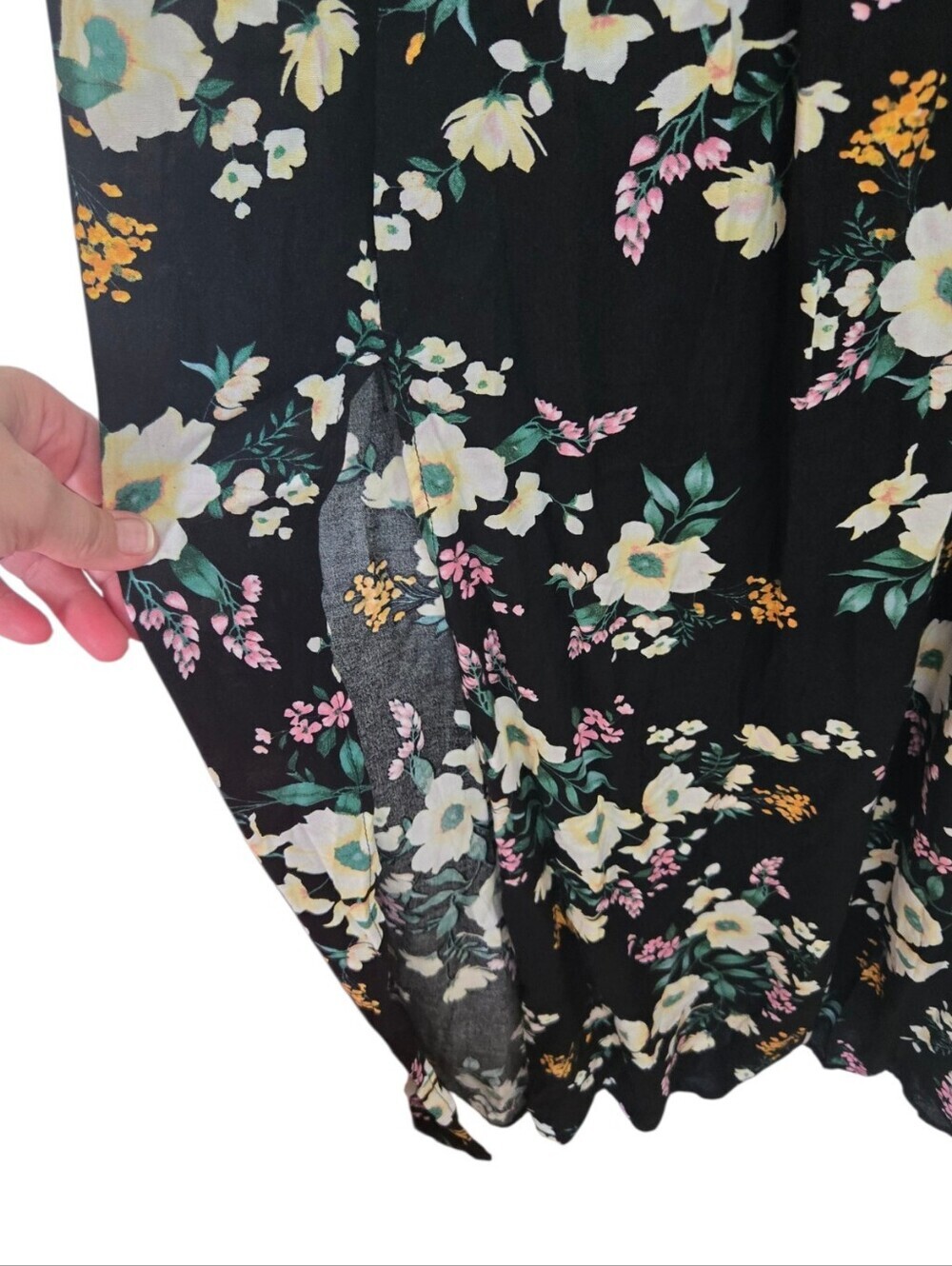 🌸 Liberty Love 3XL Black Floral Maxi Dress Boho Cottagecore - Picture 4 of 6